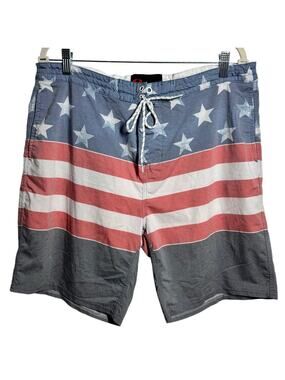 Stoic USA American Flag Board Shorts Swim‎ Trunks Men's 36 Patriotic Beach Vacay